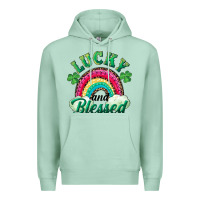 Seafoam Lucky and blessed rainbow Premium Hoodie - RanaPortraitStore