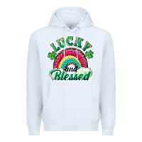 White Lucky and blessed rainbow Premium Hoodie - RanaPortraitStore