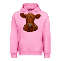 Fuchsia Pink red angus calf Urban Hoodie - RanaPortraitStore