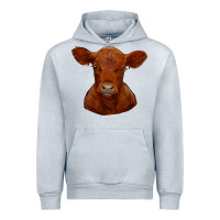 Heather Grey red angus calf Urban Hoodie - RanaPortraitStore