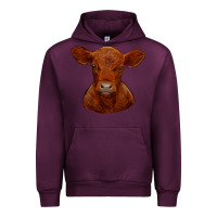 Mauve Wine red angus calf Urban Hoodie - RanaPortraitStore