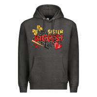 Charcoal Heather little sister biggest fan softball Premium Hoodie - Zillion Design Studio