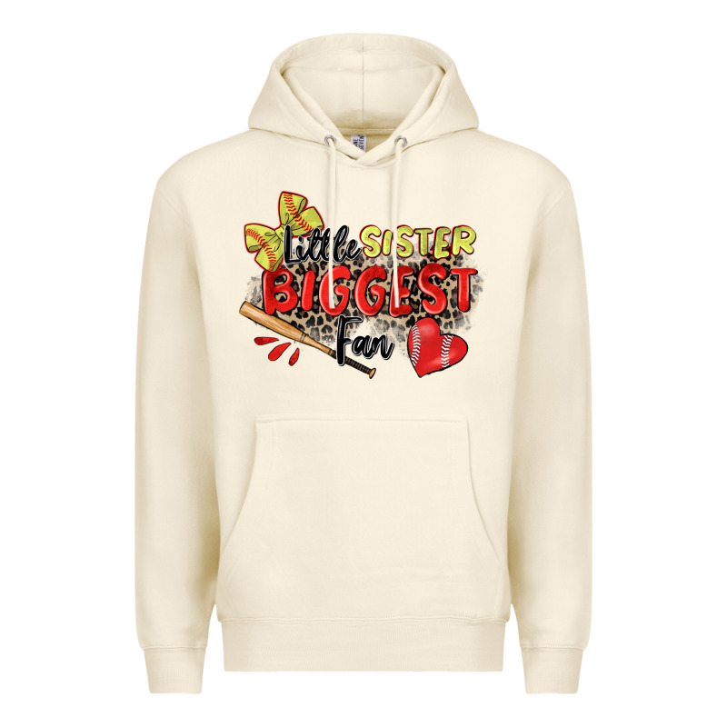 Little Sister Biggest Fan Softball Premium Hoodie by Zillion Design Studio | Teevron