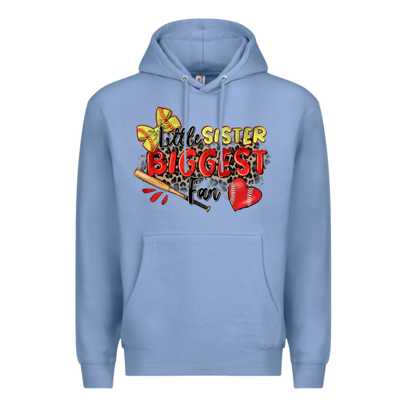 Little Sister Biggest Fan Softball Premium Hoodie by Zillion Design Studio | Teevron