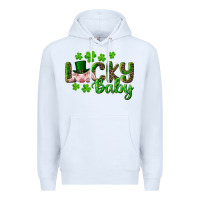 White Lucky Baby With Pig Premium Hoodie - RanaPortraitStore