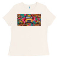 Bone school bus leopard gemstone license plate Ladies Tee - Artiststas