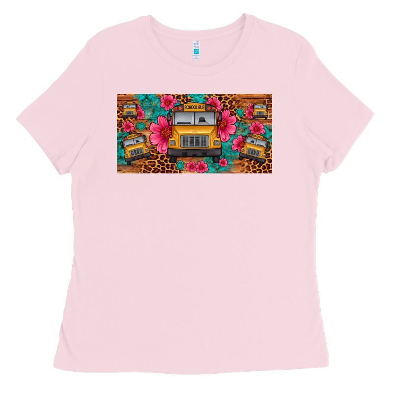 School Bus Leopard Gemstone License Plate Ladies Tee by Artiststas | Teevron