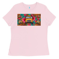 Bubblegum Pink school bus leopard gemstone license plate Ladies Tee - Artiststas