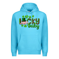 Ocean Blue Lucky Baby With Pig Premium Hoodie - RanaPortraitStore
