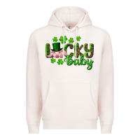 Pale Pink Lucky Baby With Pig Premium Hoodie - RanaPortraitStore