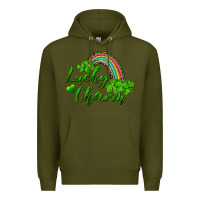 Army Green Lucky charm rainbow and shamrocks Premium Hoodie - RanaPortraitStore