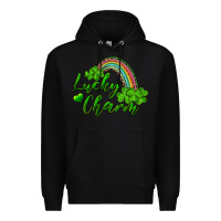 Black Lucky charm rainbow and shamrocks Premium Hoodie - RanaPortraitStore