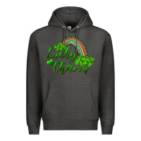 Charcoal Heather Lucky charm rainbow and shamrocks Premium Hoodie - RanaPortraitStore