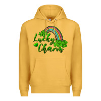 Mustard Lucky charm rainbow and shamrocks Premium Hoodie - RanaPortraitStore