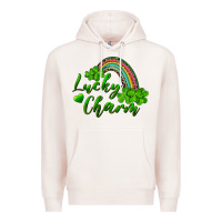 Pale Pink Lucky charm rainbow and shamrocks Premium Hoodie - RanaPortraitStore