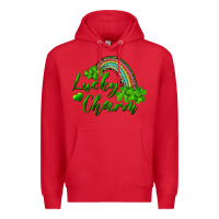 Red Lucky charm rainbow and shamrocks Premium Hoodie - RanaPortraitStore