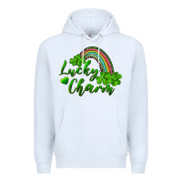 White Lucky charm rainbow and shamrocks Premium Hoodie - RanaPortraitStore