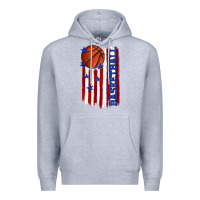Heather Grey basketball american flag Premium Hoodie - texasbilliewilder