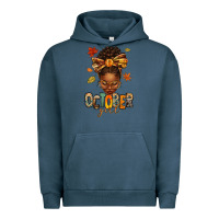 Pigment Midnight Navy october girl afro woman fall Urban Hoodie - texasbilliewilder