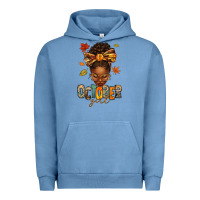 Pigment Pebble Blue october girl afro woman fall Urban Hoodie - texasbilliewilder