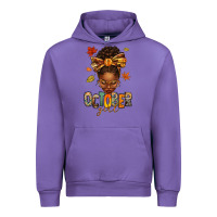 October Girl Afro Woman Fall Urban Hoodie | Teevron