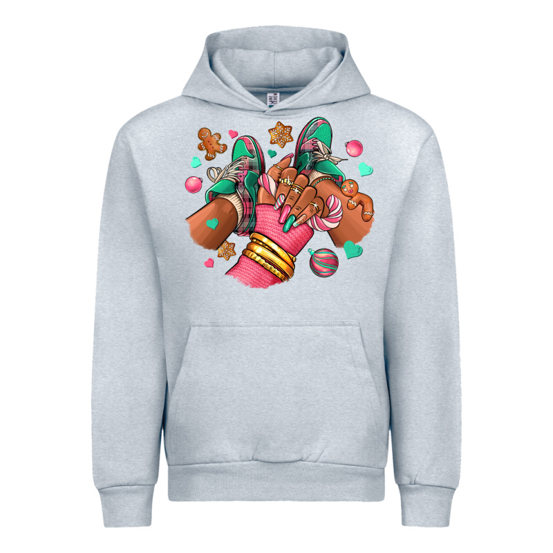 Pink Christmas Black Girl Sneakers Urban Hoodie by RanaPortraitStore | Teevron