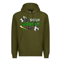 Army Green little sister biggest fan soccer Premium Hoodie - Zillion Design Studio