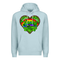Blue Mist lucky heart with leopard Premium Hoodie - RanaPortraitStore