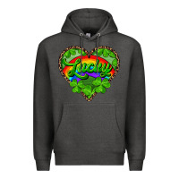Charcoal Heather lucky heart with leopard Premium Hoodie - RanaPortraitStore
