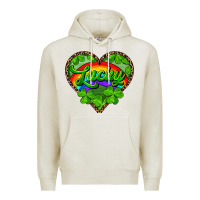 Oatmeal Heather lucky heart with leopard Premium Hoodie - RanaPortraitStore