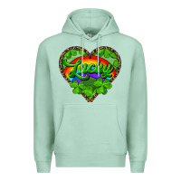 Seafoam lucky heart with leopard Premium Hoodie - RanaPortraitStore