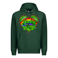 Sports Green lucky heart with leopard Premium Hoodie - RanaPortraitStore