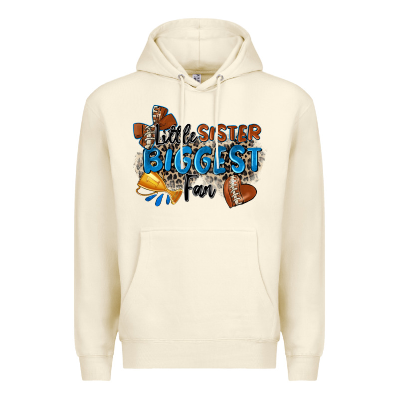Little Sister Biggest Fan Football Premium Hoodie by Zillion Design Studio | Teevron