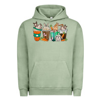 Pigment Oil Green rabbit coffee cups Urban Hoodie - texasbilliewilder