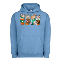 Pigment Pebble Blue rabbit coffee cups Urban Hoodie - texasbilliewilder