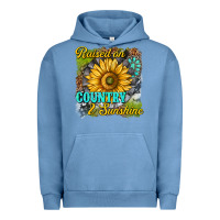 Pigment Pebble Blue raised on country and sunshine Urban Hoodie - texasbilliewilder
