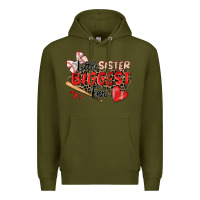Army Green little sister biggest fan baseball Premium Hoodie - Zillion Design Studio