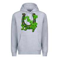 Heather Grey Lucky shamrock horseshoe Premium Hoodie - RanaPortraitStore