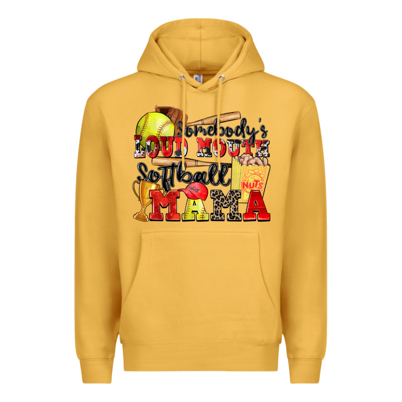 Somebody's Loud Mouth Softball Mama Premium Hoodie by Zillion Design Studio | Teevron
