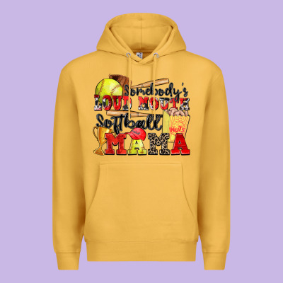 Somebody's Loud Mouth Softball Mama Premium Hoodie Designed By Zillion Design Studio