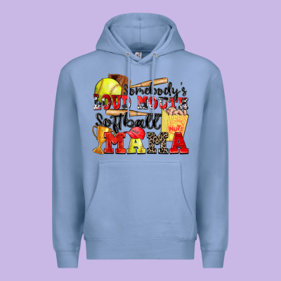 Somebody's Loud Mouth Softball Mama Premium Hoodie Designed By Zillion Design Studio