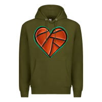 Army Green basketball heart Premium Hoodie - texasbilliewilder