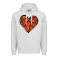 Dove Grey basketball heart Premium Hoodie - texasbilliewilder