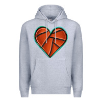 Heather Grey basketball heart Premium Hoodie - texasbilliewilder