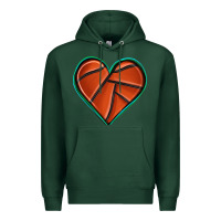 Sports Green basketball heart Premium Hoodie - texasbilliewilder
