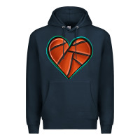 Navy basketball heart Premium Hoodie - texasbilliewilder
