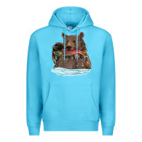 Ocean Blue mama bear haunting fish Premium Hoodie - RanaPortraitStore