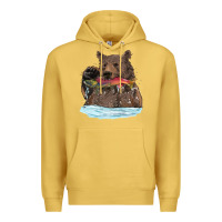 Antique Gold mama bear haunting fish Premium Hoodie - RanaPortraitStore