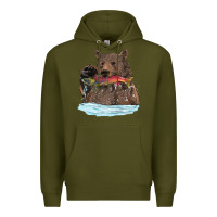Army Green mama bear haunting fish Premium Hoodie - RanaPortraitStore