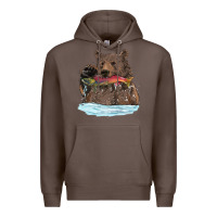 Coffee mama bear haunting fish Premium Hoodie - RanaPortraitStore